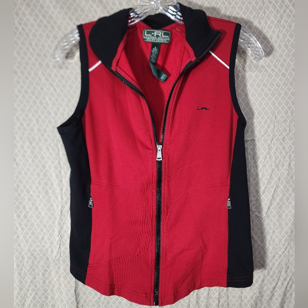Lauren Active Ralph Lauren Red/Black Full Zip Vest Women's Small